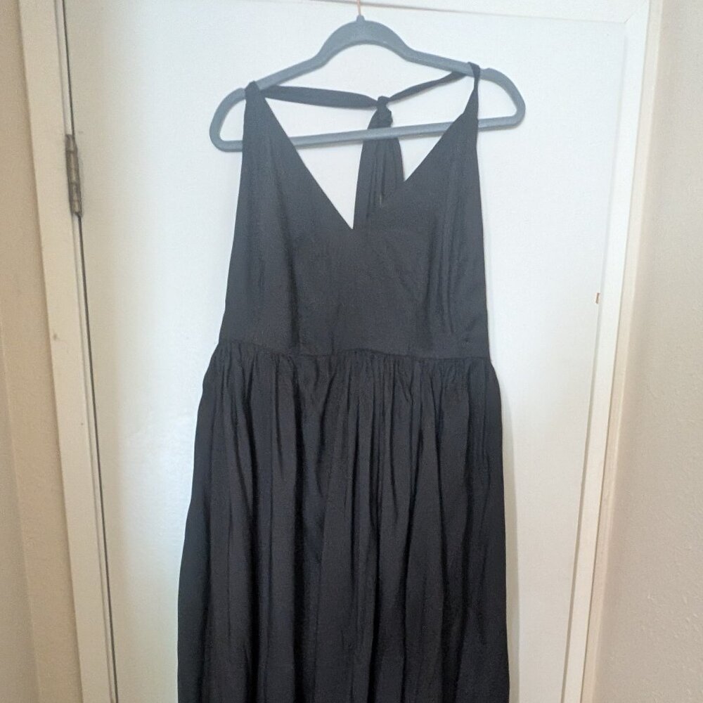 Black Satin, Halter, Open Back, Size 18, Great for prom, fancy party/wedding